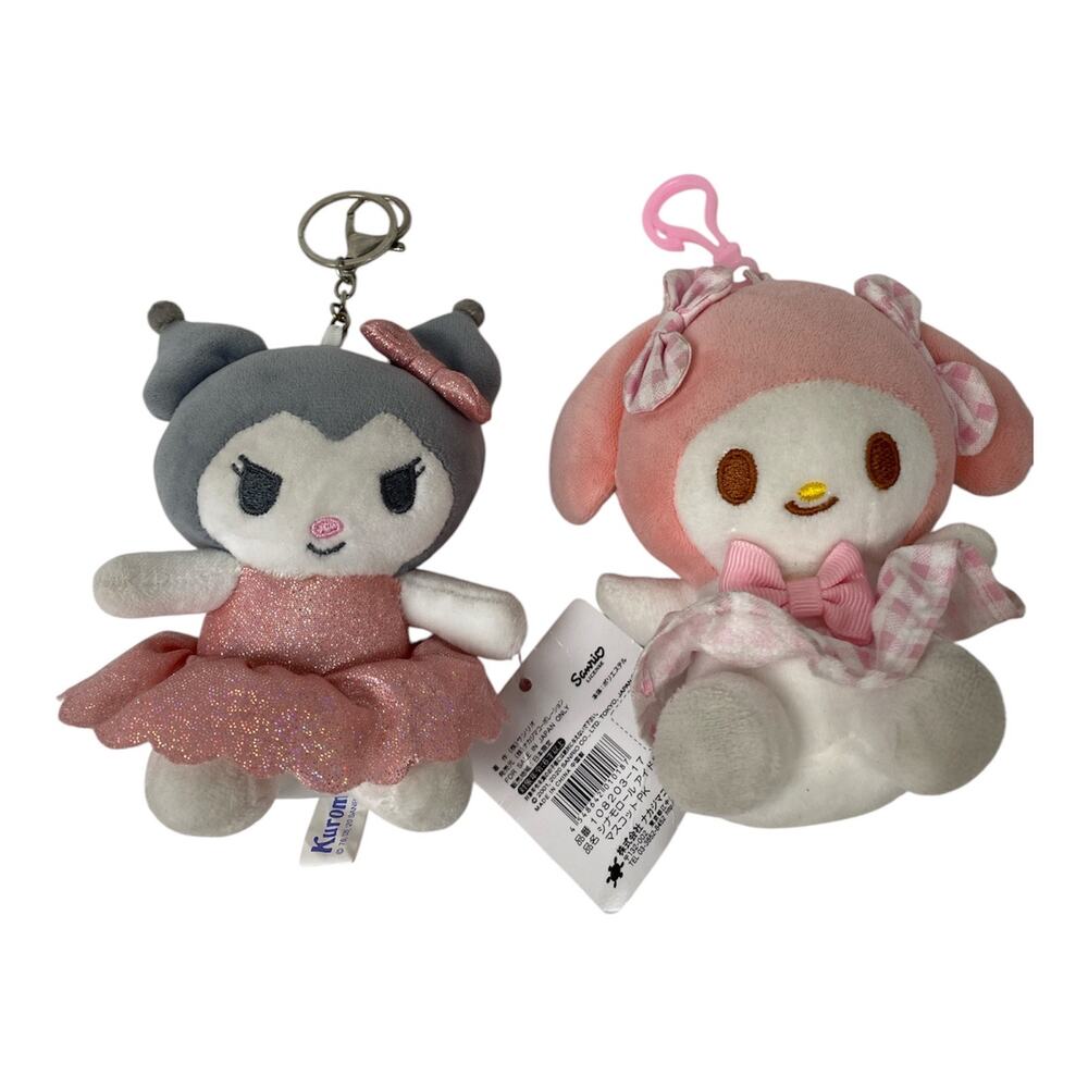 Sanrio Japan Kuromi And My Melody Plush Keychain